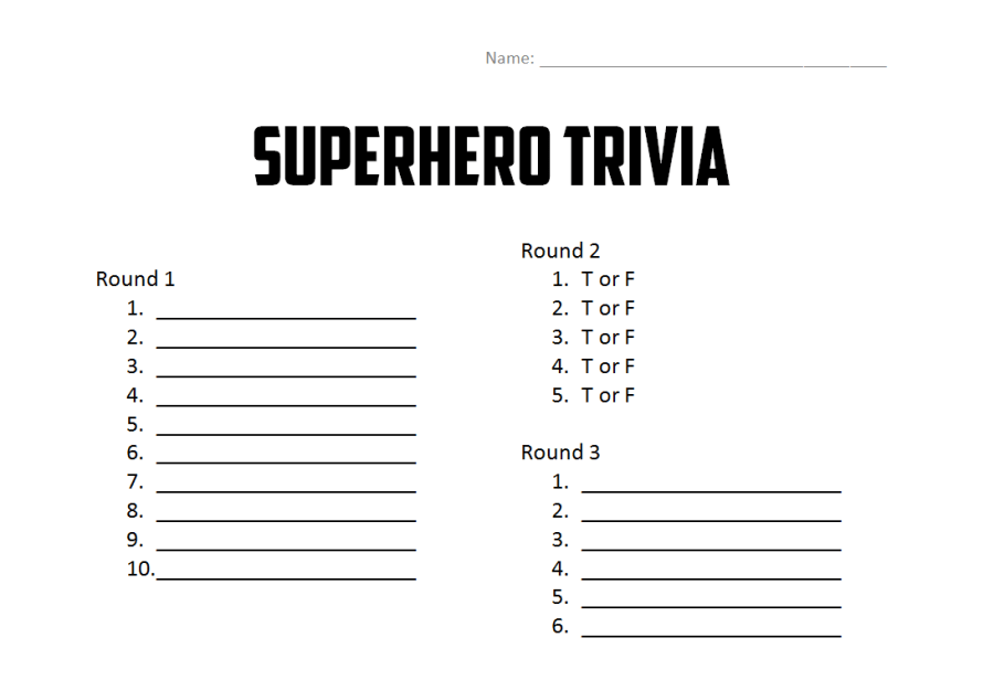 trivia sheet