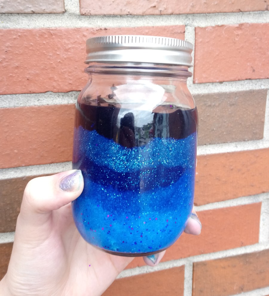 blue ombre galaxy slime jar